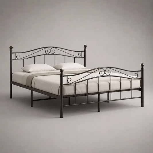 Metallbett Doppelbett mit Kopf- und Fußteil, Schwarz, Liegefläche 140 x 200 cm