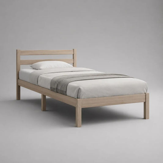 Einzelbett-Bettrahmen aus massivem Kiefernholz, Natur, Liegefläche 90 x 200 cm
